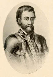 Retrato de Hernando De Soto, mostrando armadura española del siglo XVI, c. 1520-1540, 1937