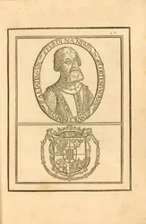 Retrato de Hernán Cortés 1485-1547 con su escudo de armas, 1588