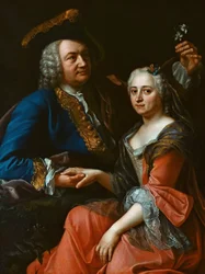 Retrato de Johann Christoph Gottsched 1700-1766 con su esposa Luise, c.1750