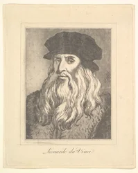 Retrato de Leonardo da Vinci de Caricaturas de Leonardo da Vinci, de Dibujos de Wi..., 1786