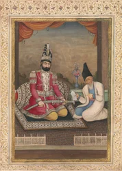 Retrato de Muhammad Shah Qajar y su visir Haj Mirza Aghasi, segundo cuarto del siglo XIX