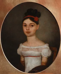 Retrato de Yelizaveta Fyodorovna Ozerova, nacida Zagryazyskaya 1800-1885, c. 1815