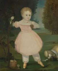 Retrato de una niña pequeña recogiendo uvas, 1840-50