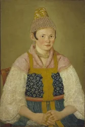 Retrato de una Mujer Comerciante en Kokoshnik Kabluchok