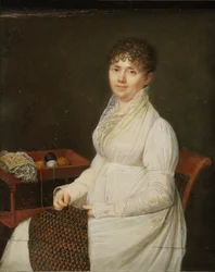 Retrato de una mujer con trabajo de tapicería