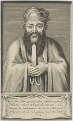 Retrato del pensador y filósofo social chino Confucio, entre 1745 y 1755
