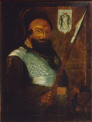 Retrato del líder cosaco, Conquistador de Siberia Yermak Timoféyevich -1585, principios del siglo XVIII
