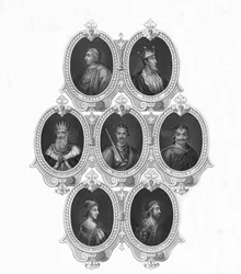 Retratos de monedas antiguas, mediados del siglo XIX