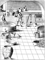 Preparación de cobre y plata para ser aleados para la producción de monedas, 1683