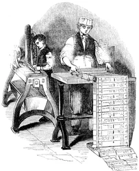 Preparando tarjetas perforadas para un telar Jacquard