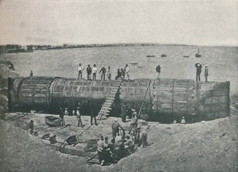 Preparándose para el lanzamiento, 1877, 1910