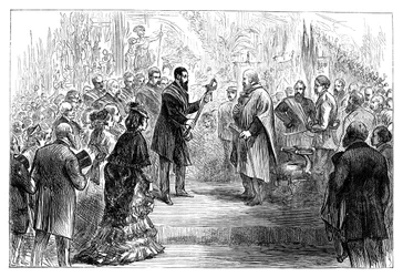 Presentación de una espada a Giuseppe Garibaldi en el Crystal Palace, 1864