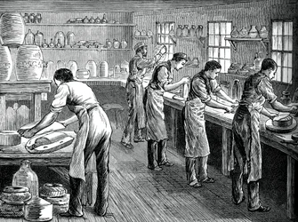 Prensadores en el trabajo, c. 1880