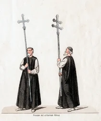Sacerdote con cruz de plata, diseño de vestuario para la obra de Shakespeare, Enrique VIII, siglo XIX