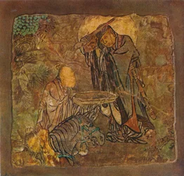 El príncipe Gotama Gautama cortándose el cabello, 1934-35