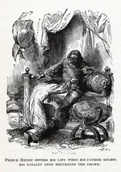El príncipe Enrique ofrece su vida cuando su padre duda de su lealtad al devolver la corona, 1882