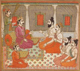 Príncipe con hombres santos o Brahmanes, siglo XIX