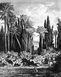Jardín Príncipe en El Cairo, Egipto, 1880