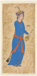 Princesa con botella de vino y copa (recto), c. 1550-1600