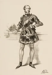 Impresión de William 2º Conde de Craven con el traje usado en el Torneo de Eglinton 1839