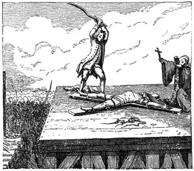 Prisionero recibe tortura, 1885