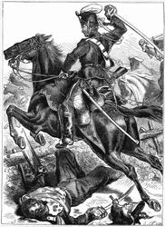 Húsar prusiano cargando con la espada desenvainada, Guerra Franco-Prusiana 1870-1871