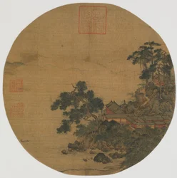 Santuario puro con escaleras cubiertas de pinos, dinastía Ming, siglos XV-XVI