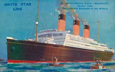 R.M.S Majestic de cuatro hélices de la White Star Line, c. años 1920