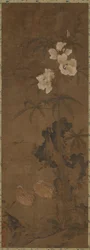 Codorniz y flores, dinastía Yuan o Ming, siglo XIV