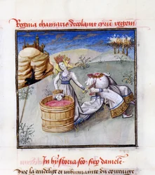 Reina Tomiris. De: Speculum Humanae Salvationis Espejo de la Salvación Humana por Ludolph de Sajonia