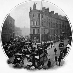 Cruce de Queen Victoria Street con Cannon Street, Ciudad de Londres, c1903
