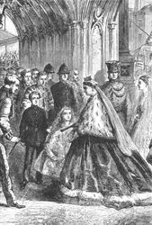 La Reina Victoria entrando en el Palacio de Westminster, 5 de febrero de 1867