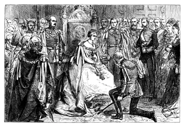 La reina Victoria celebrando la primera investidura de la orden de la Estrella de la India, c1861