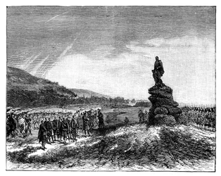 La Reina Victoria desvela una estatua del Príncipe Alberto en Balmoral, Escocia, años 1860