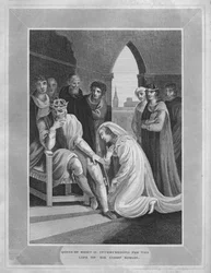 Reina de Ricardo II. Intercediendo por la vida de Sir Simon Burley, 1838