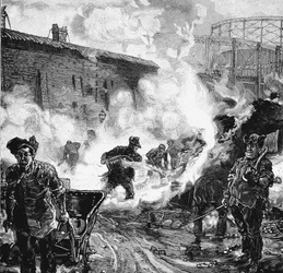 Apagando coque, obras de la South Metropolitan Gas Company, East Greenwich, Londres, 1891