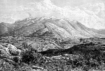 Quito y el Monte Pichincha, Ecuador, 1895