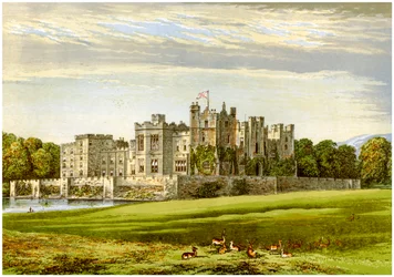 Castillo de Raby, Condado de Durham, hogar del Duque de Cleveland, c. 1880