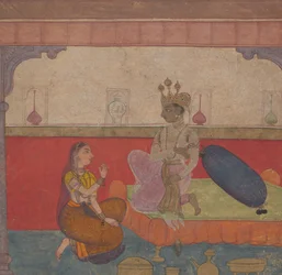 Radha Habla con Krishna: Página del Breviario de los Amantes de Boston Rasikapriya