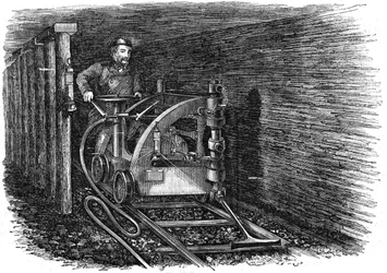Máquina de corte de carbón sobre rieles, 1864