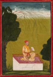 Raja Dalip Singh de Guler en un estrado, c. 1720