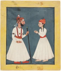 Raja Shamsher Sen con un joven, 1760-70