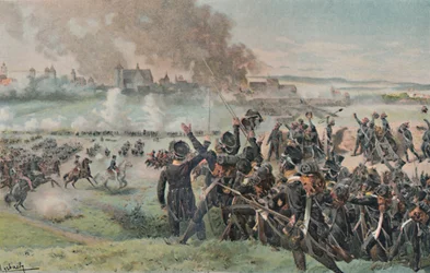 Reaparición de Napoleón en el campo antes de Ratisbona, 1809, 1896