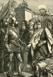 Recepción de Cortés por Moctezuma, 1519, 1890