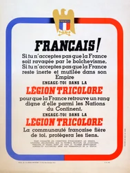 Cartel de reclutamiento para la Legión Tricolor de la Francia de Vichy, 1942