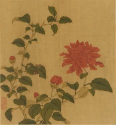 Peonía roja, dinastía Qing, siglo XVIII