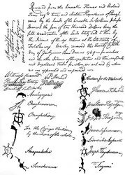 Facsímil reducido de un tratado entre los británicos y las tribus nativas americanas, 1769, c. 1880