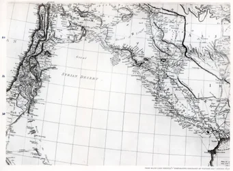Mapa de Rennell del desierto sirio, fechado en 1809, publicado en 1831