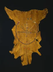 Réplica de una pintura en seco Iikaah después de una pintura en seco de Tsi-tcaci, finales de 1800-principios de 1900
