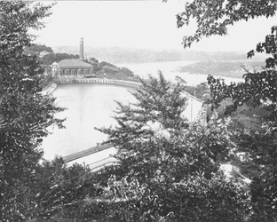 Reservorio, Parque Eden, Cincinnati, Ohio, EE.UU., c. 1900